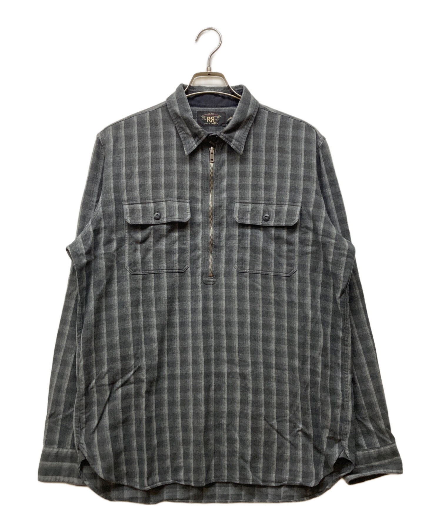 中古・古着通販】RRL (ダブルアールエル) ハーフジップチェックシャツ 