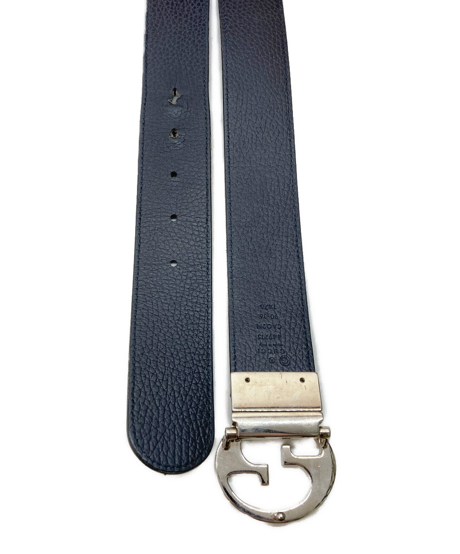 GUCCI オールド グッチ ヴィンテージ ベルト インターロッキング ネイビー 中古・古着通販】GUCCI (グッチ) インターロッキングGベルト ネイビー