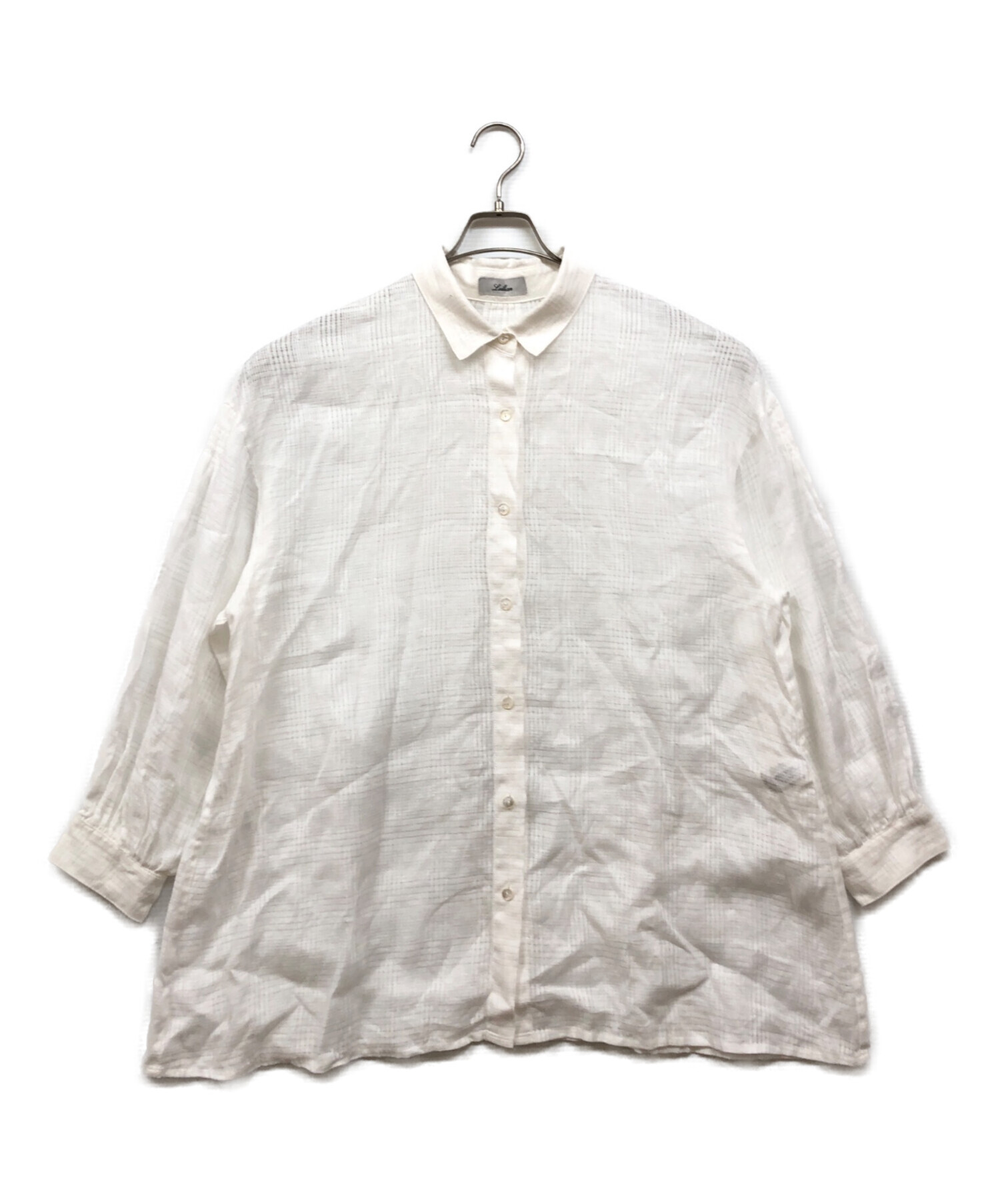 中古・古着通販】LEILIAN (レリアン) シアーリネンシャツ ホワイト