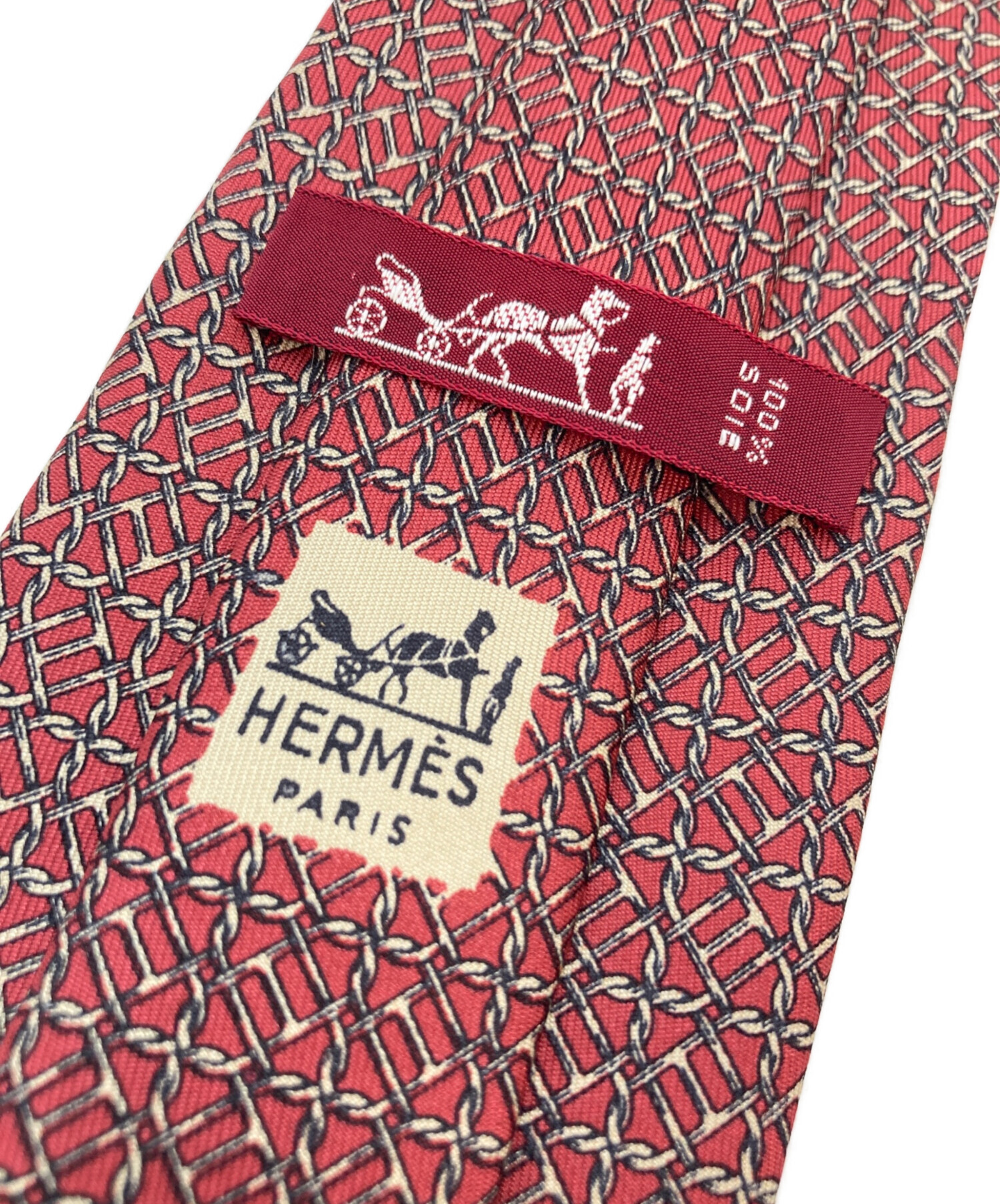 中古・古着通販】HERMES (エルメス) シルクネクタイ レッド サイズ