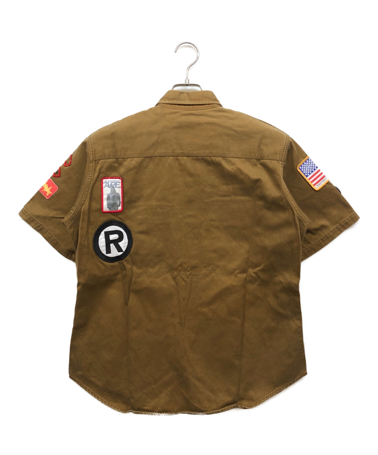 エイプ A BATHING APE 半袖シャツ 茶色 L 未使用 中古 ブランド古着