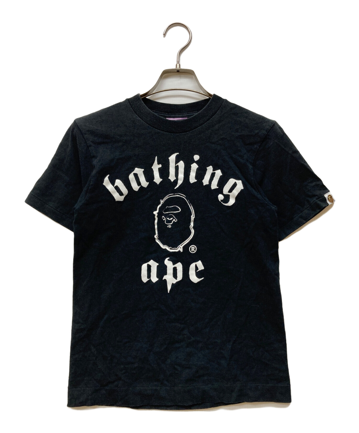 BATHING APE A ブラック Tシャツ (アベイシングエイプ) 半袖 中古 