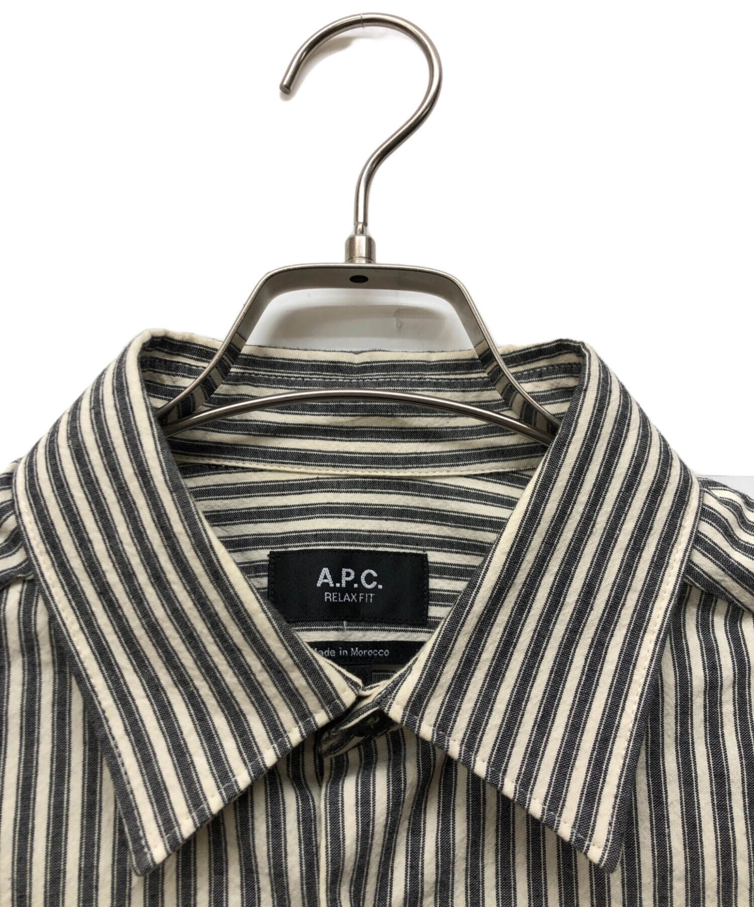 中古・古着通販】A.P.C. (アーペーセー) 長袖ストライプシャツ グレー