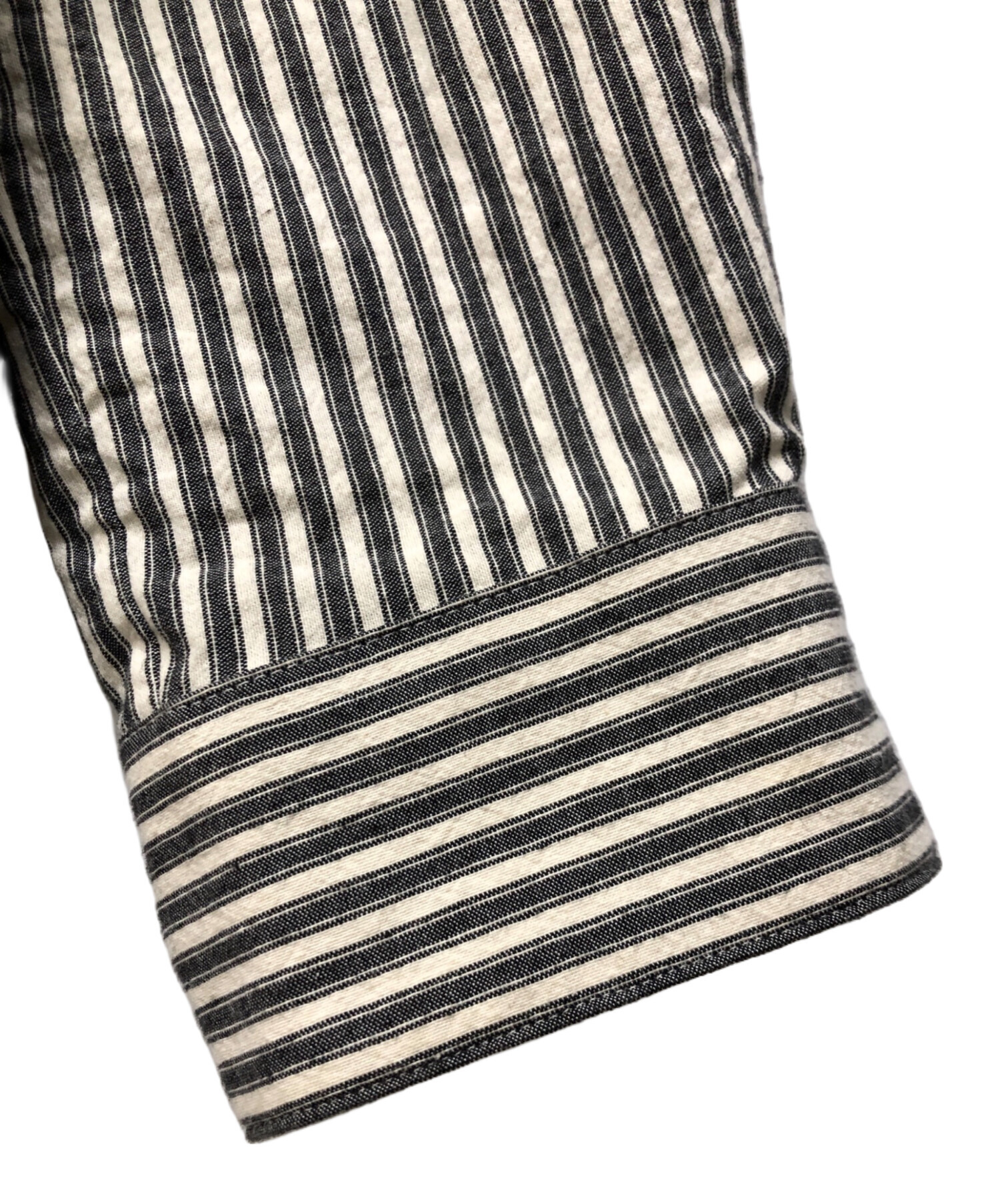 中古・古着通販】A.P.C. (アーペーセー) 長袖ストライプシャツ グレー