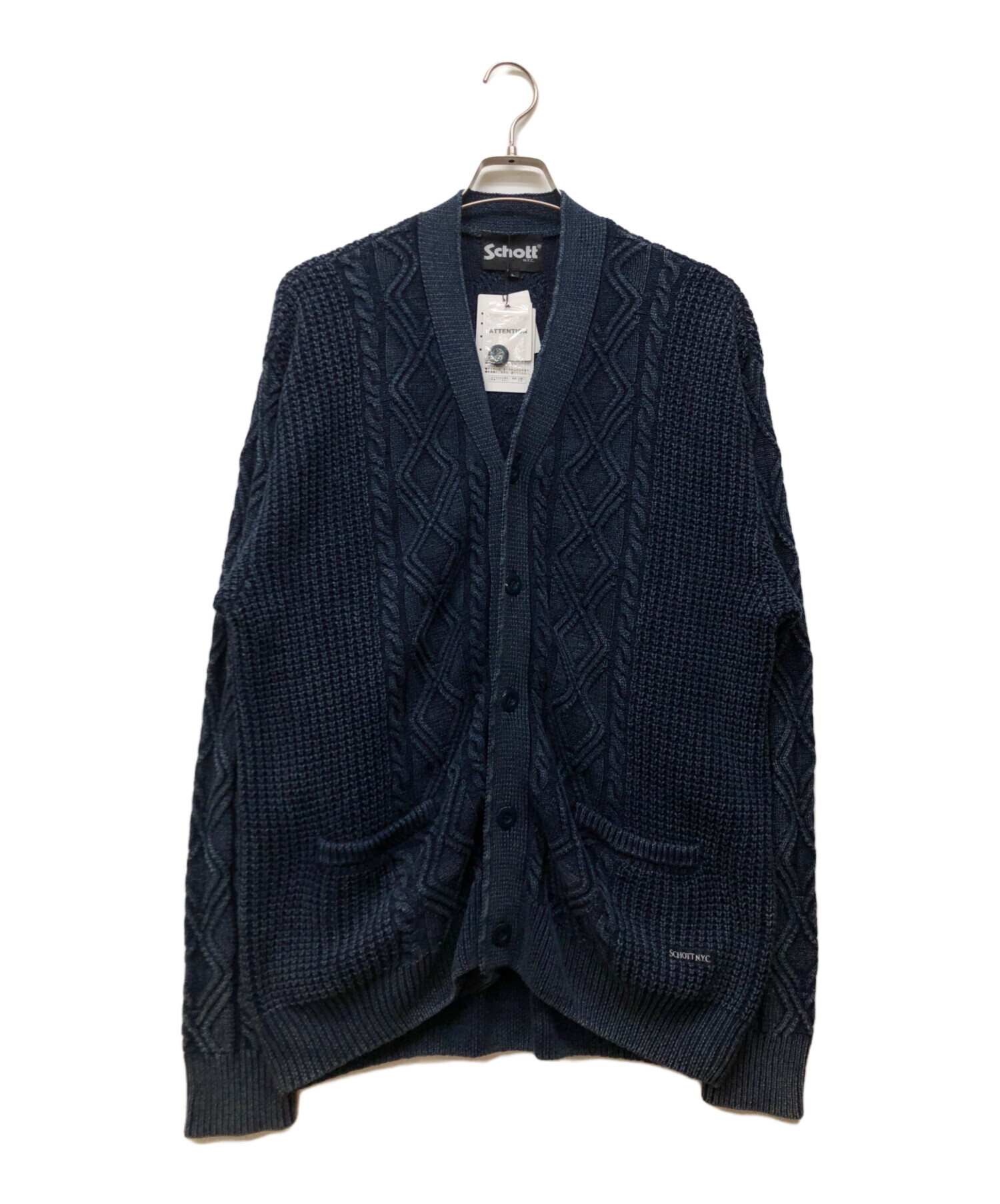 中古・古着通販】Schott (ショット) ケーブルカーディガン ネイビー
