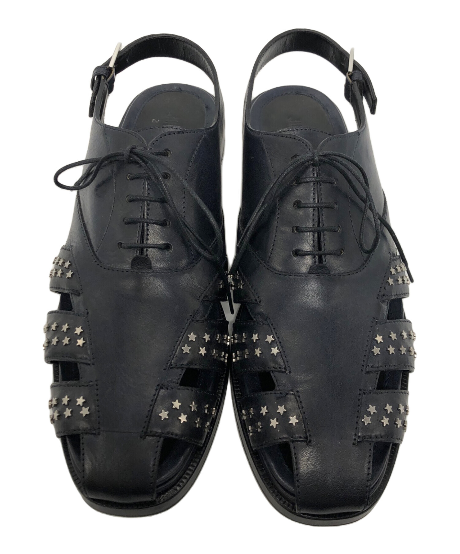 jimmy choo ジミーチュウ　スタッズ付きブラックラバーサンダル 中古・古着通販】JIMMY CHOO (ジミーチュウ) スタッズデザイングルカ