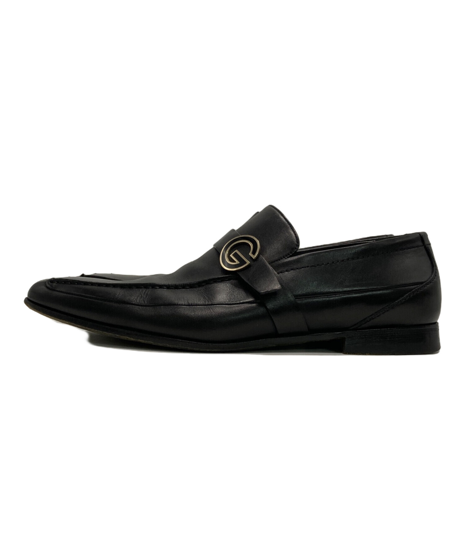 中古・古着通販】GUCCI (グッチ) Gストラップローファー ブラック