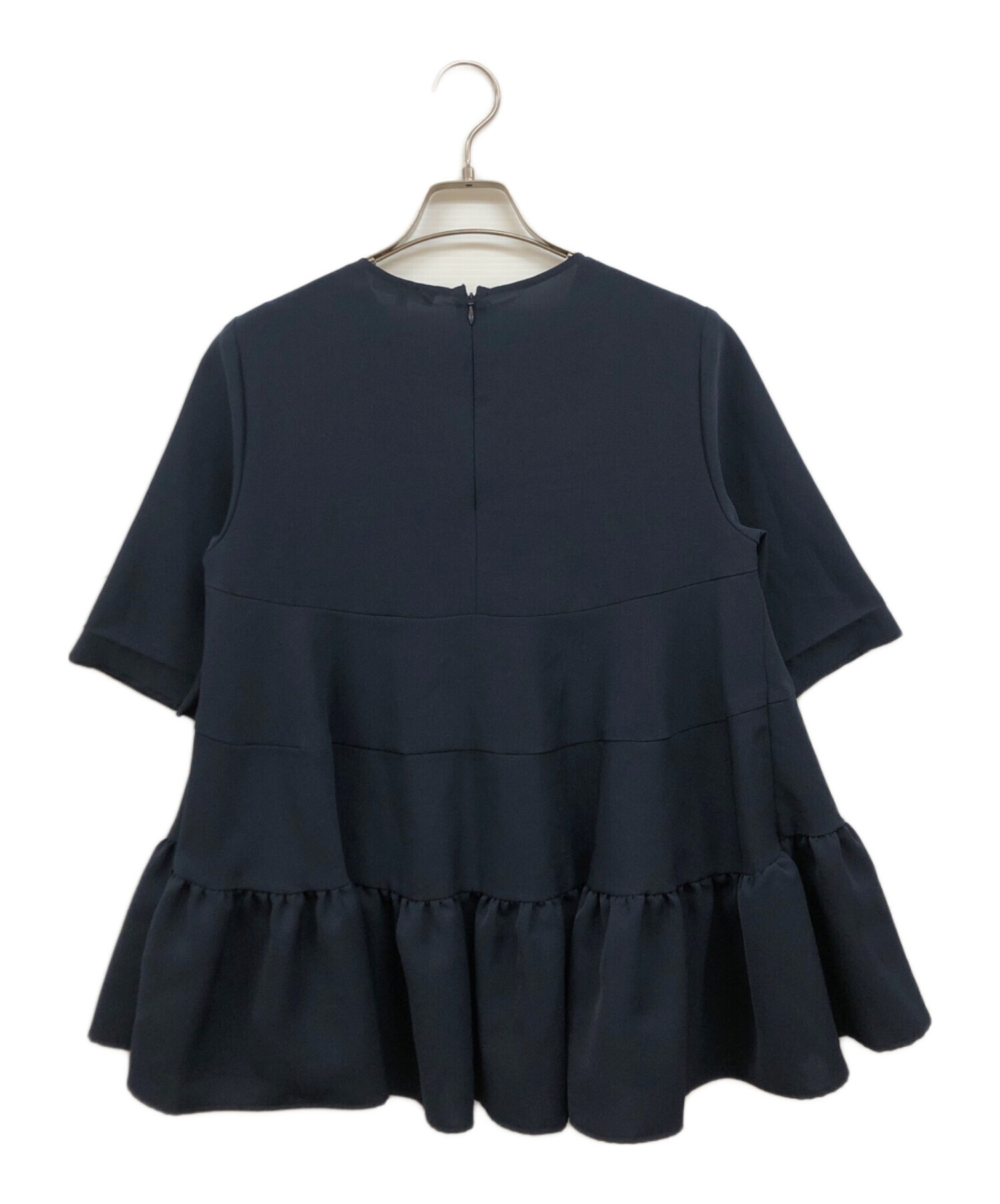 中古・古着通販】yori (ヨリ) 半袖ブラウス ネイビー サイズ:36 