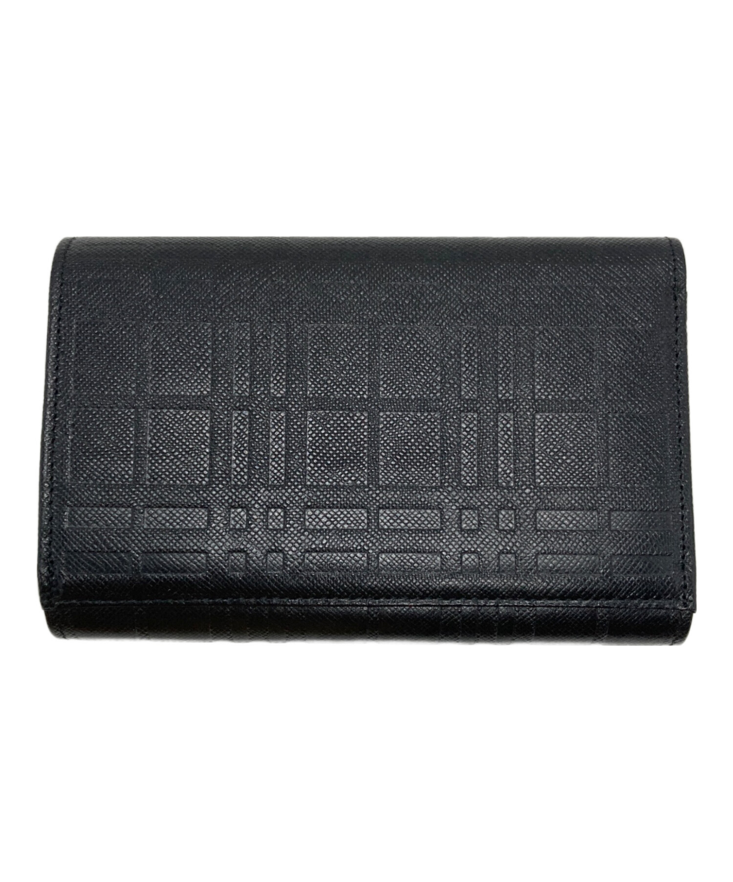 美品　バーバリー　三つ折り財布　レザー　エンボスチェック　ブラック　黒 中古・古着通販】BURBERRY (バーバリー) エンボスチェック3つ折り財布