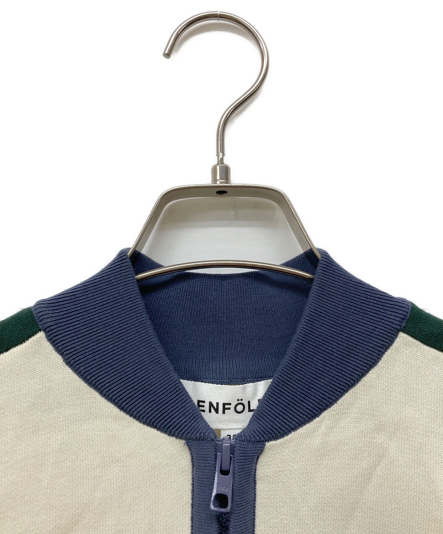 ENFOLD ハードコンパクト裏毛 デコラプルオーバー　ネイビー　38 中古・古着通販】ENFOLD (エンフォルド) ZIP BICOLOR PULLOVER
