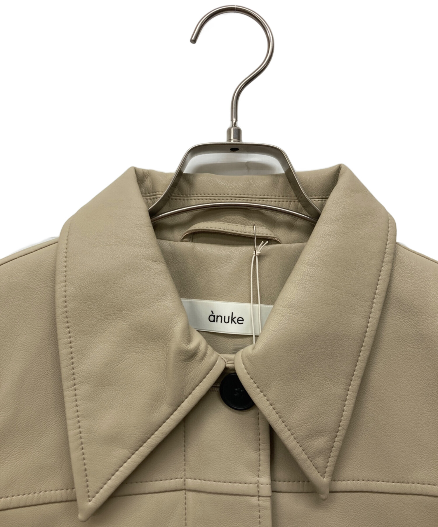 【anuke】Over Tailored Jacket 中古・古着通販】anuke (アンヌーク) Ecoleather Over Jacket ベージュ