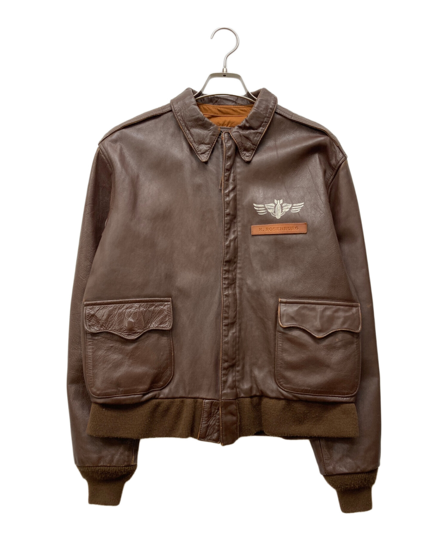 90s USA製 AVIREX ホースハイド レザージャケット ブラウン 馬革 中古・古着通販】AVIREX (アヴィレックス) ホースハイドA-2 フライト