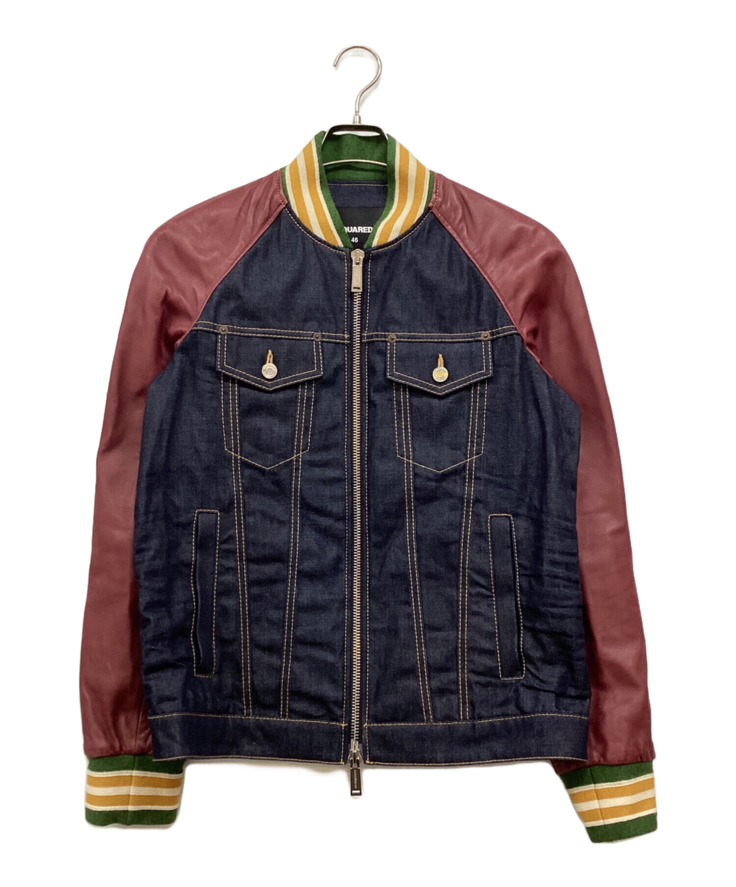 極希少】DSQUARED2 馬革 牛革 切り替え デニムジャケット 42 2026年 