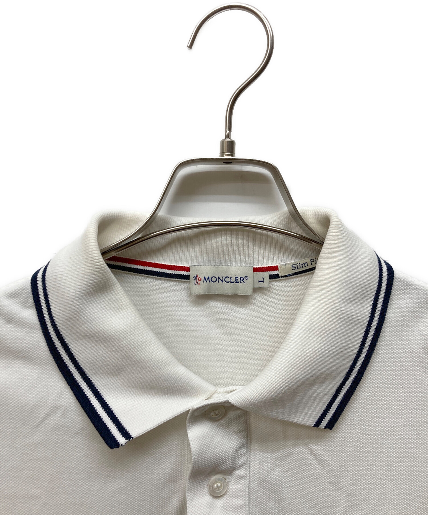 MONCLER ポロシャツ ホワイト Lサイズ　古着 中古・古着通販】MONCLER (モンクレール) ポロシャツ ホワイト サイズ