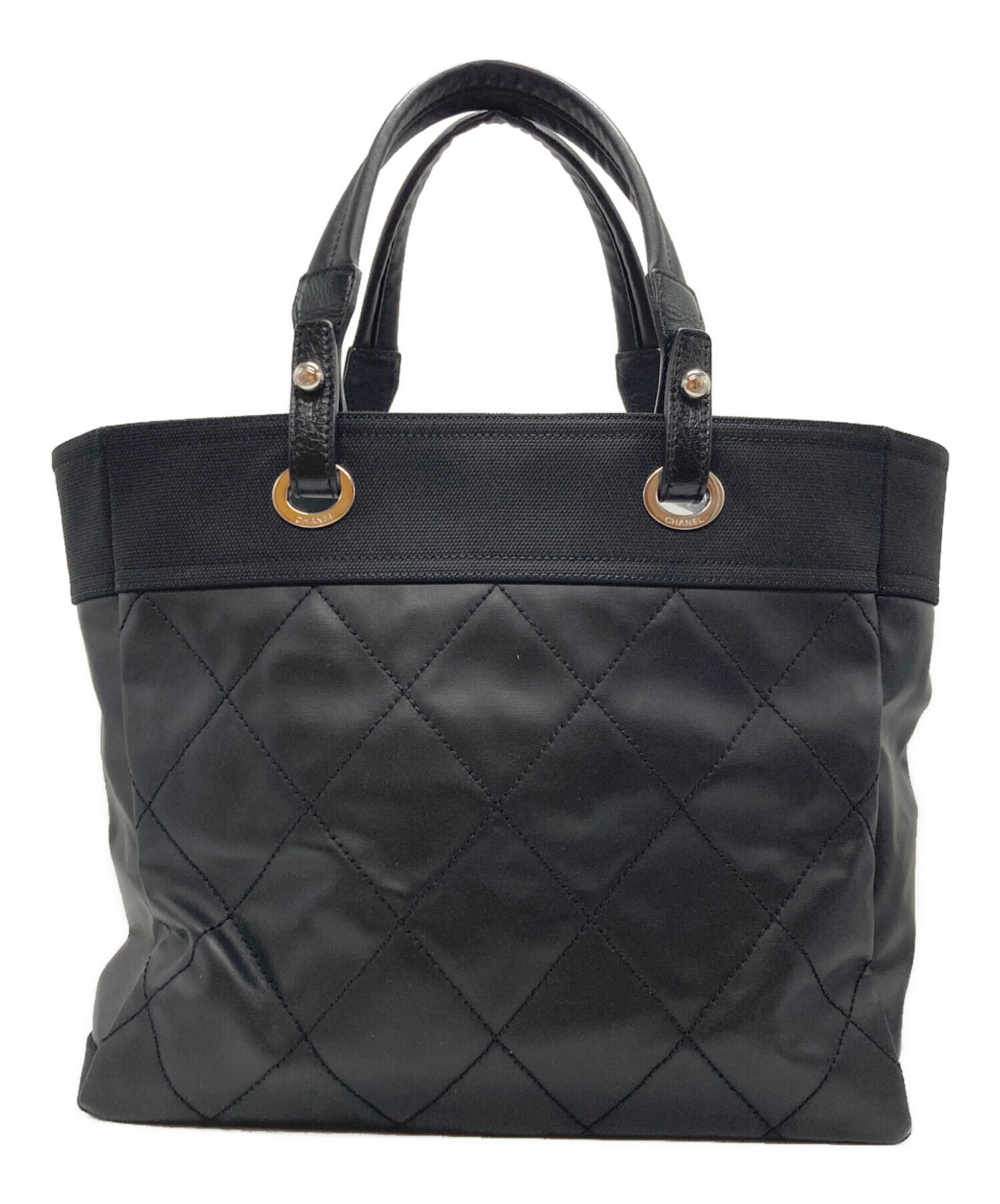 CHANEL パリビアリッツ ハンドバッグ ブラック 中古・古着通販】CHANEL (シャネル) パリビアリッツ トートMM ブラック