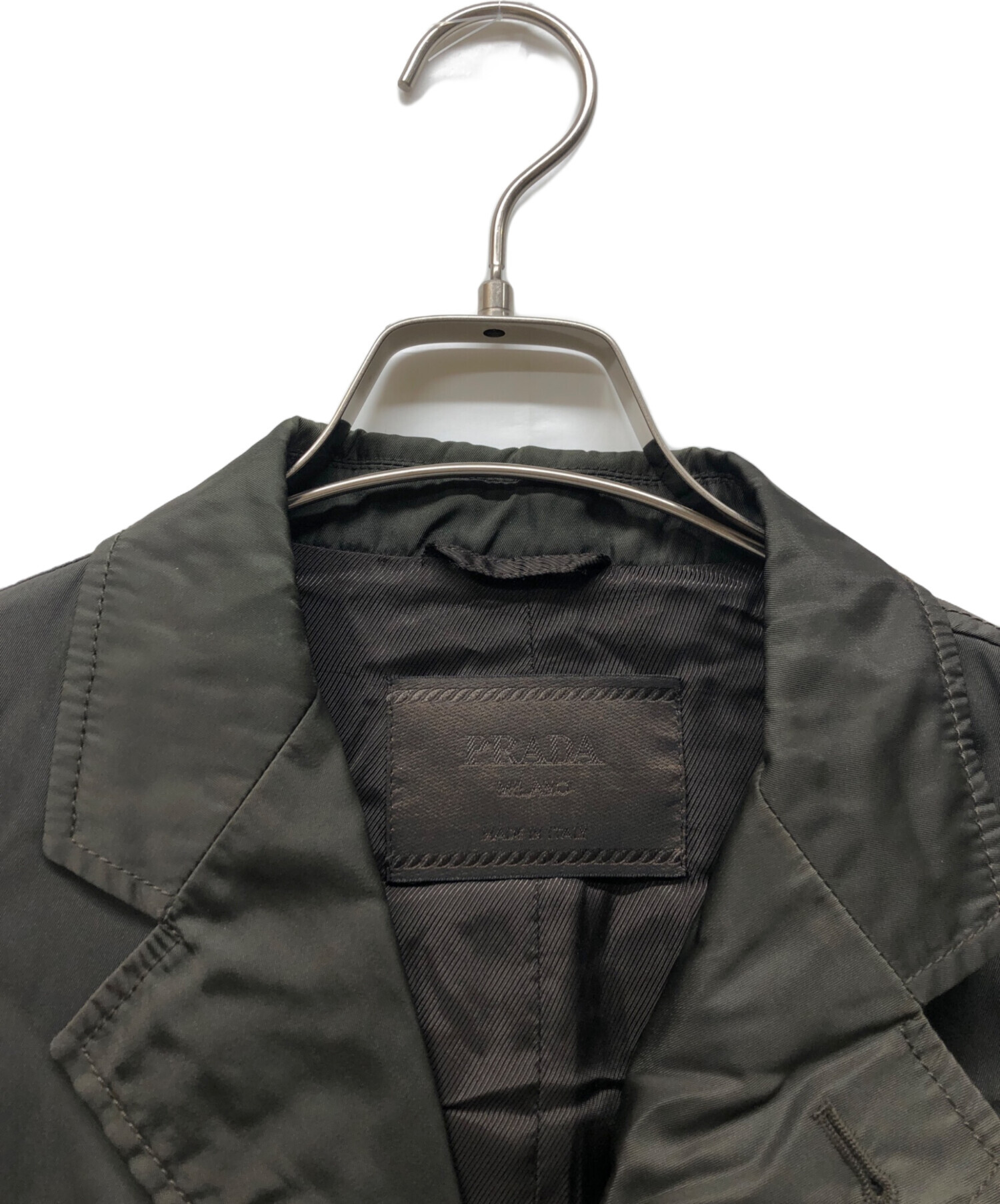 中古・古着通販】PRADA (プラダ) ナイロンテーラードジャケット カーキ
