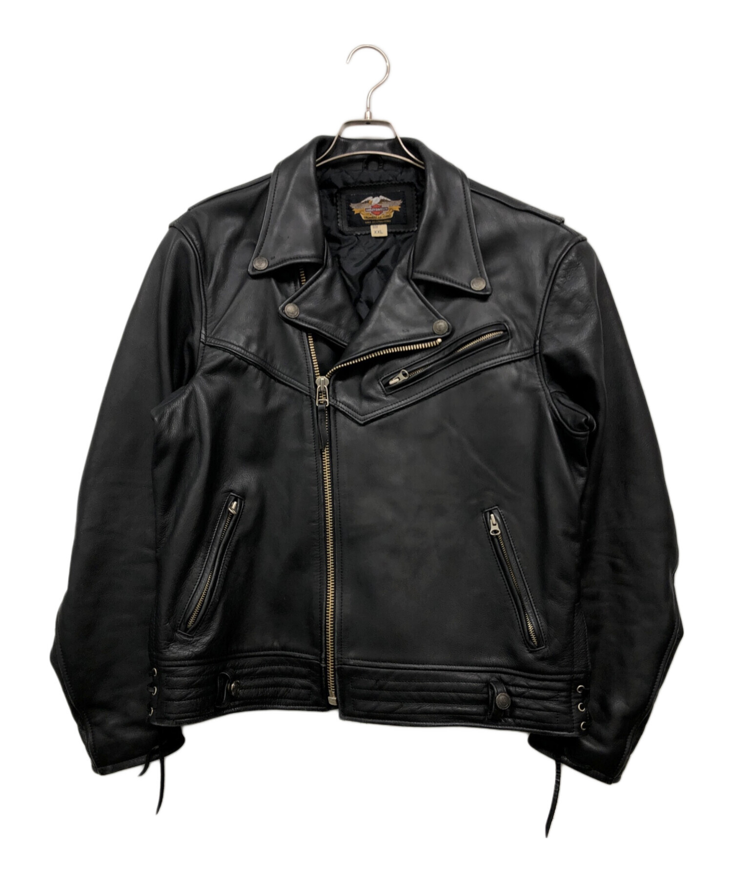 90s ハーレーダビッドソン ダブルライダースジャケット 38 黒 中古・古着通販】HARLEY-DAVIDSON (ハーレーダビッドソン) ダブル