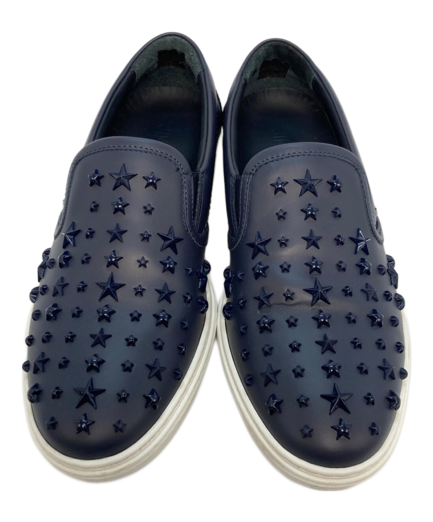 JIMMY CHOO スエード スタースタッズ パンプス 24cm ネイビー 中古・古着通販】JIMMY CHOO (ジミーチュウ) スタースタッズスリッポン