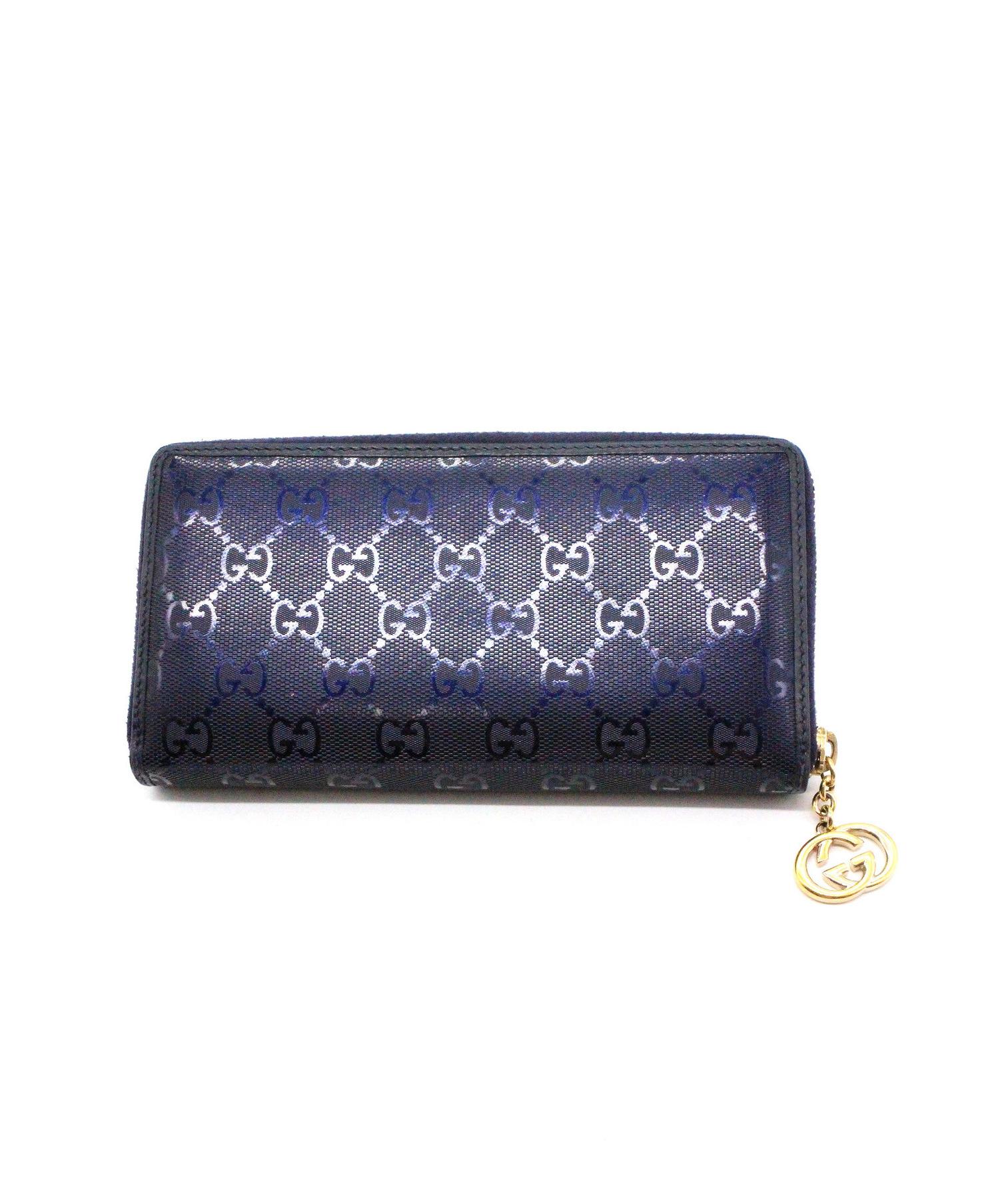 中古・古着通販】GUCCI (グッチ) ラウンドファスナー長財布 ネイビー 