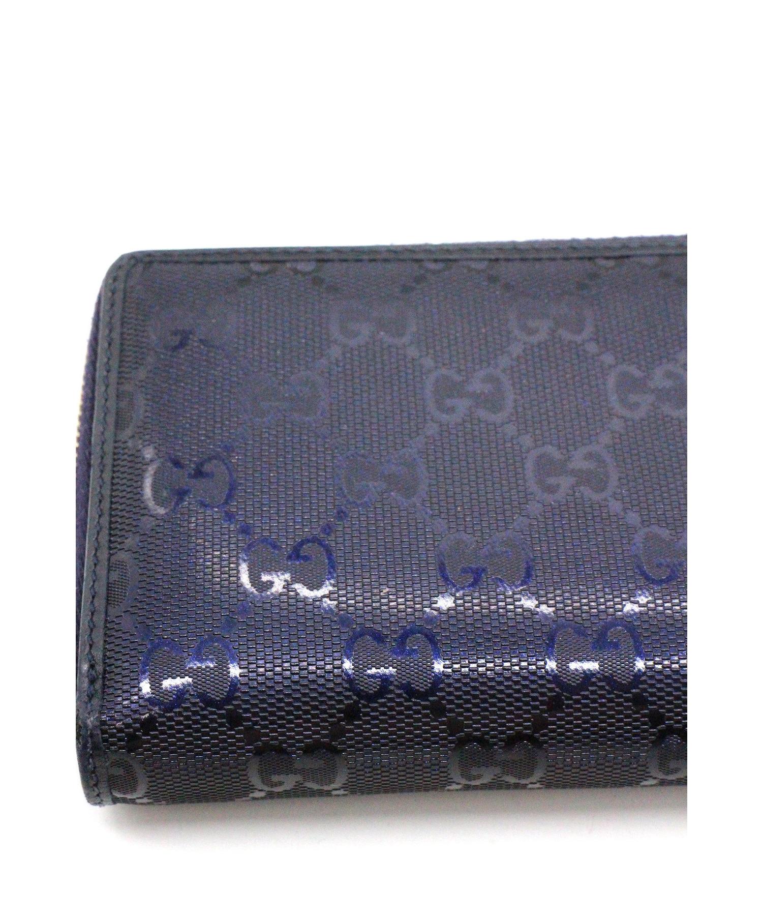 中古・古着通販】GUCCI (グッチ) ラウンドファスナー長財布 ネイビー 