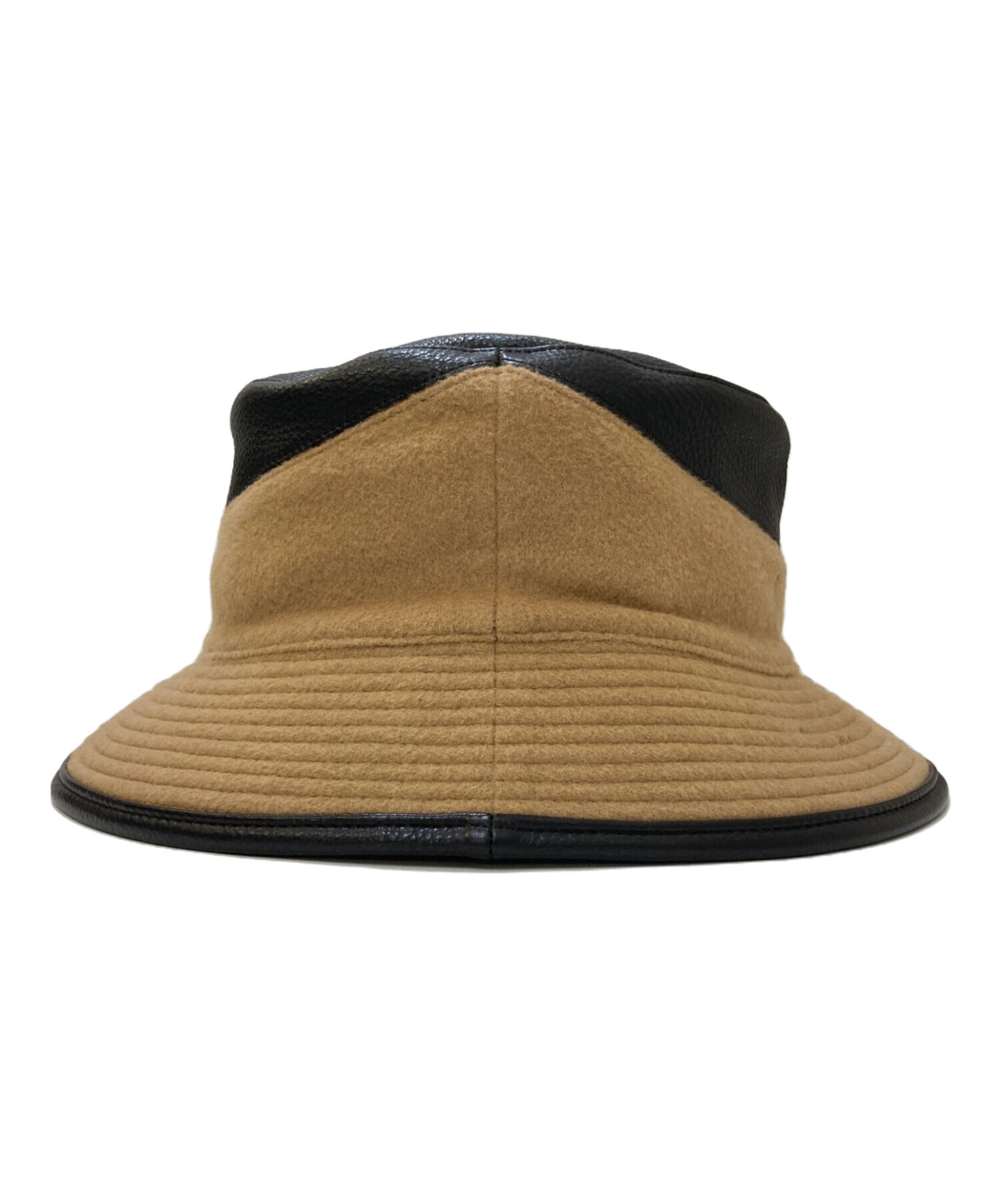 中古・古着通販】HERMES (エルメス) レザー切替カシミヤバケットハット