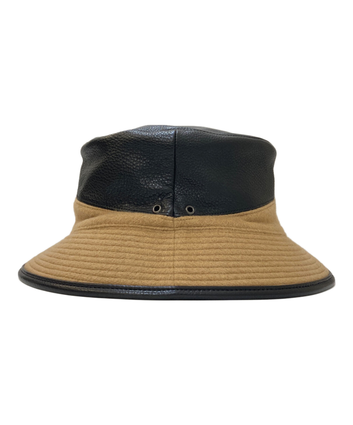 中古・古着通販】HERMES (エルメス) レザー切替カシミヤバケットハット