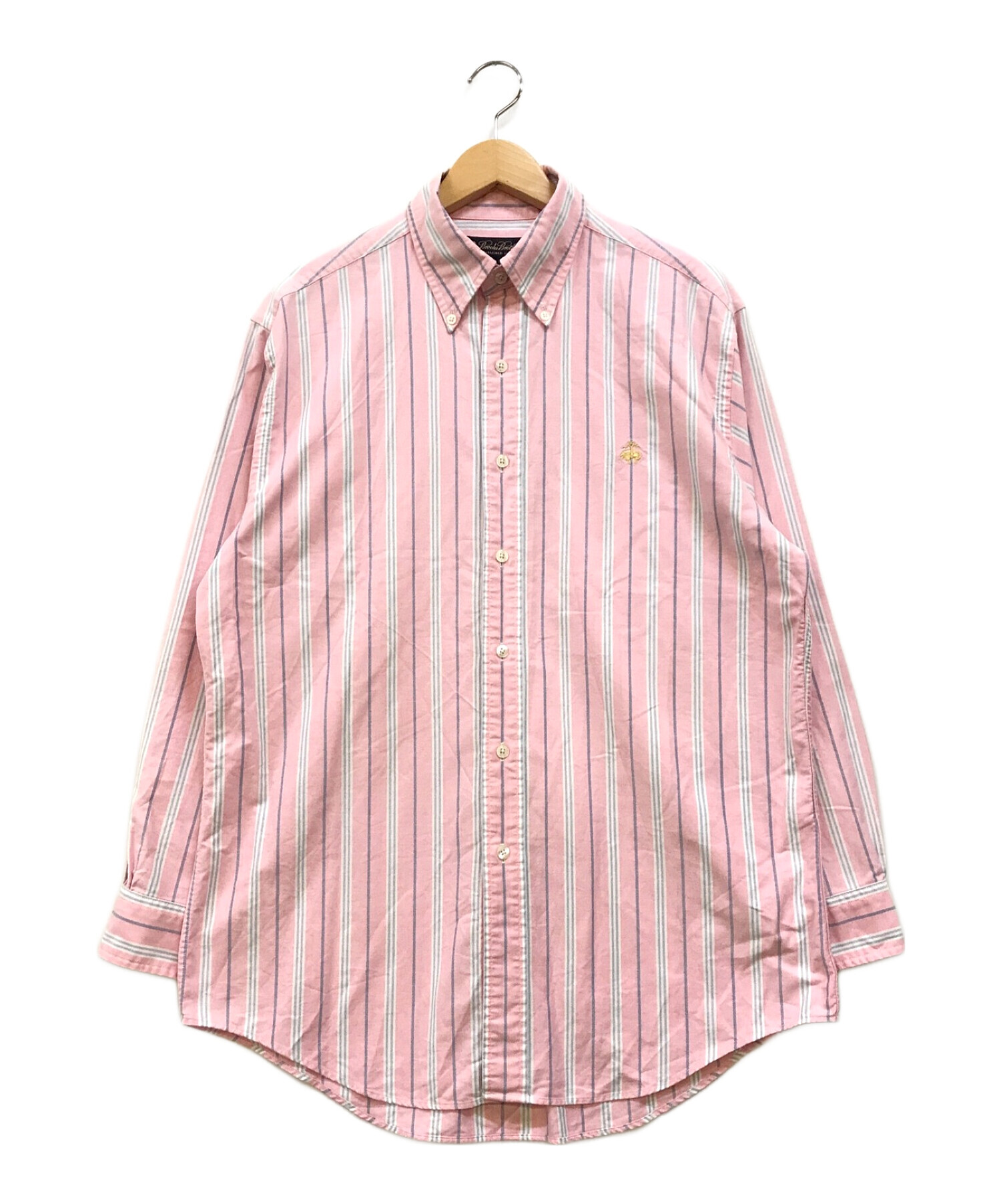 80s ブルックスブラザーズ ストライプ 長袖 クレリック シャツ レディース S 程 古着 Brooks Brothers MAKERS ヴィンテージ ラウンドカラー 極美品 BROOKS BROTHERS 長袖シャツ ストライプ レディース M