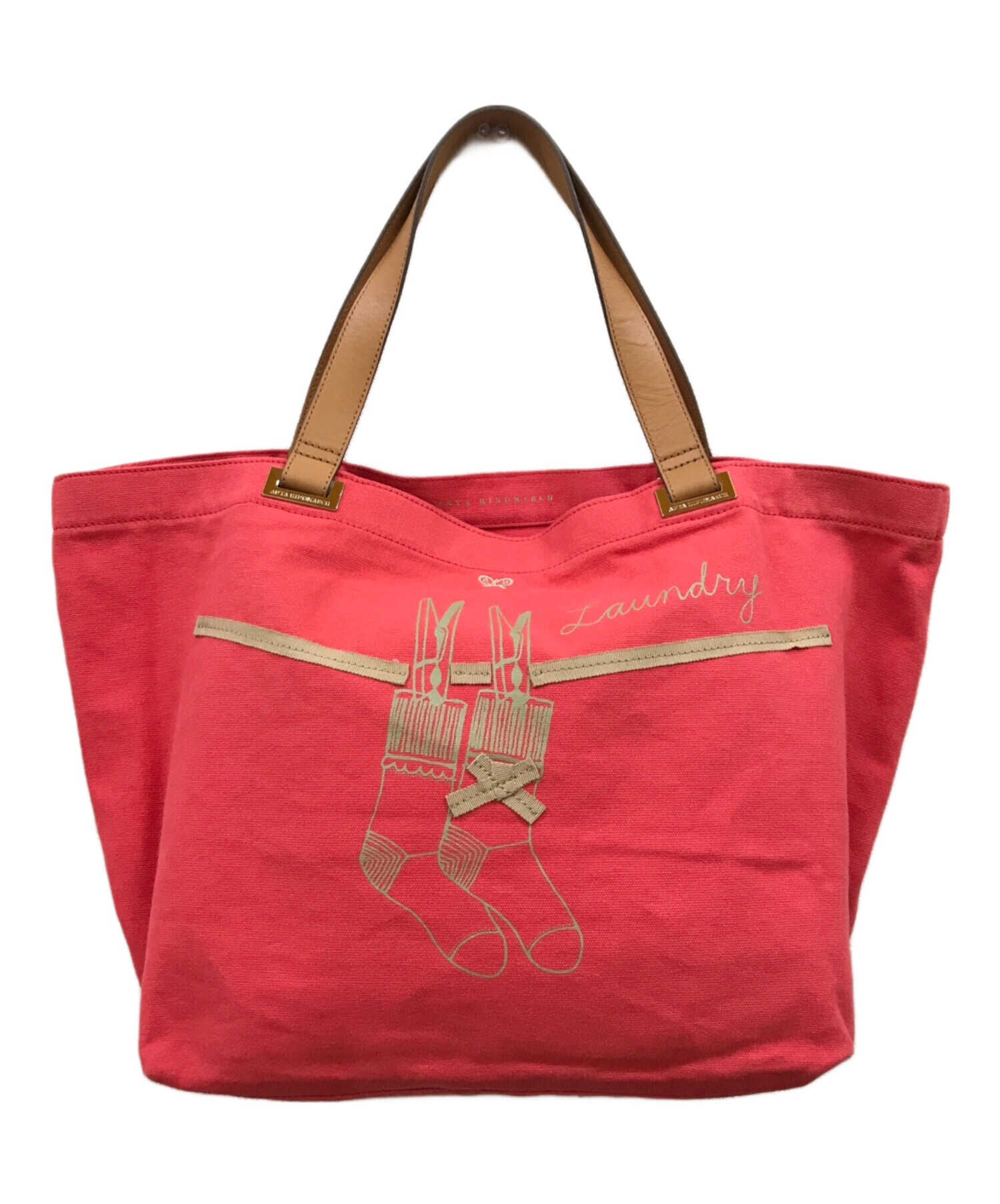 アニヤハインドマーチ キャンバストートバッグ 赤