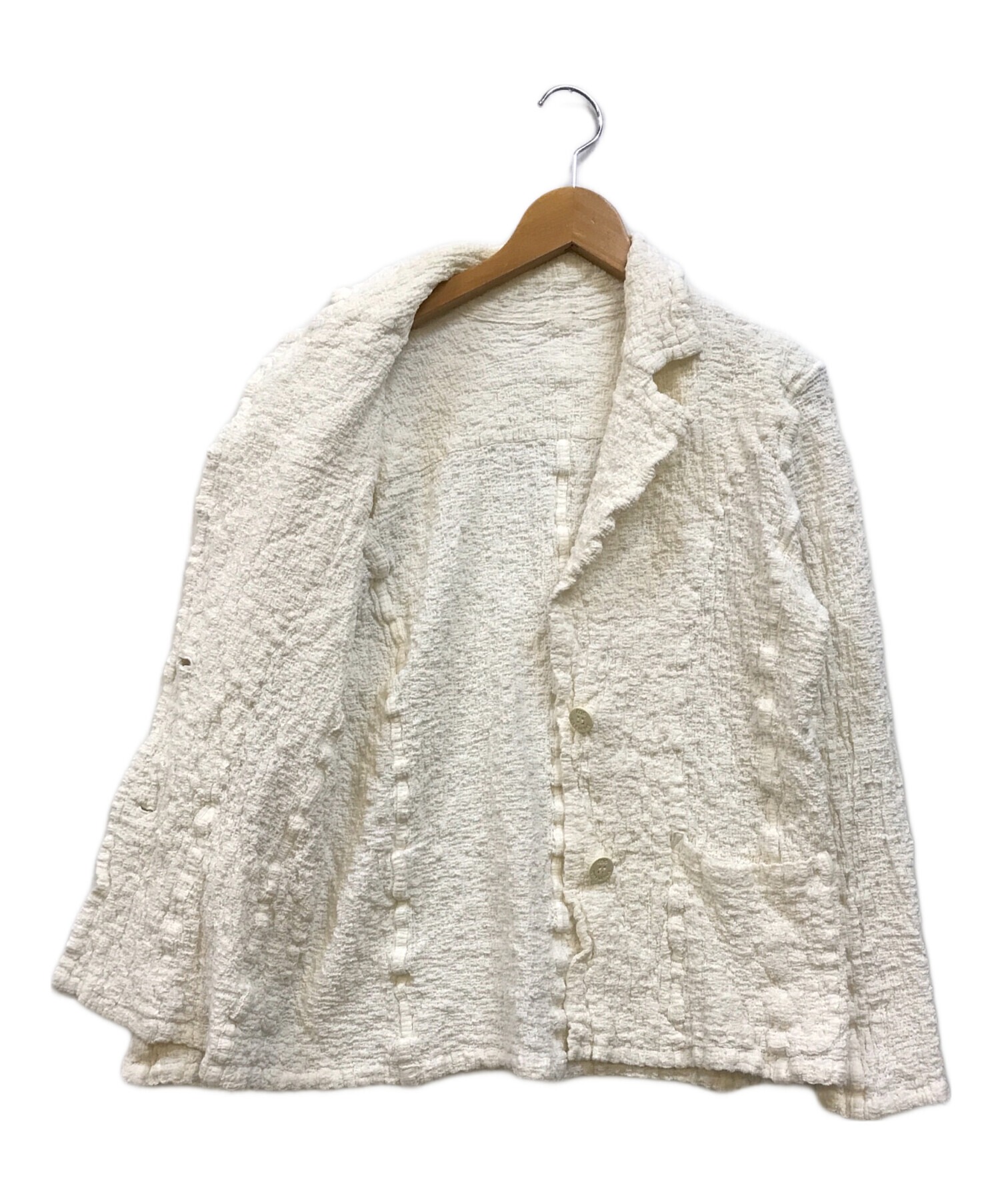 ISSEY MIYAKE ホワイト イッセイミヤケ　プリーツ ジャケット 夏 中古・古着通販】ISSEY MIYAKE (イッセイミヤケ) プリーツジャケット