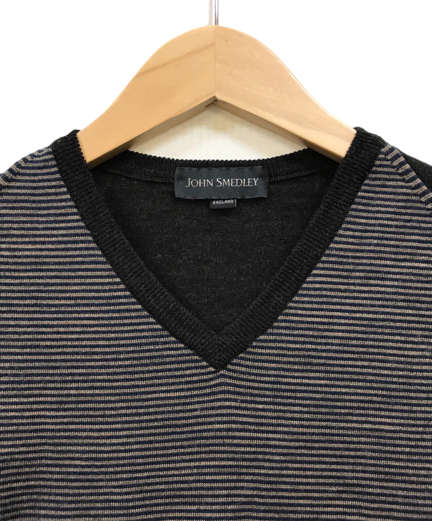 中古・古着通販】JOHN SMEDLEY (ジョンスメドレー) ボーダー切替V 