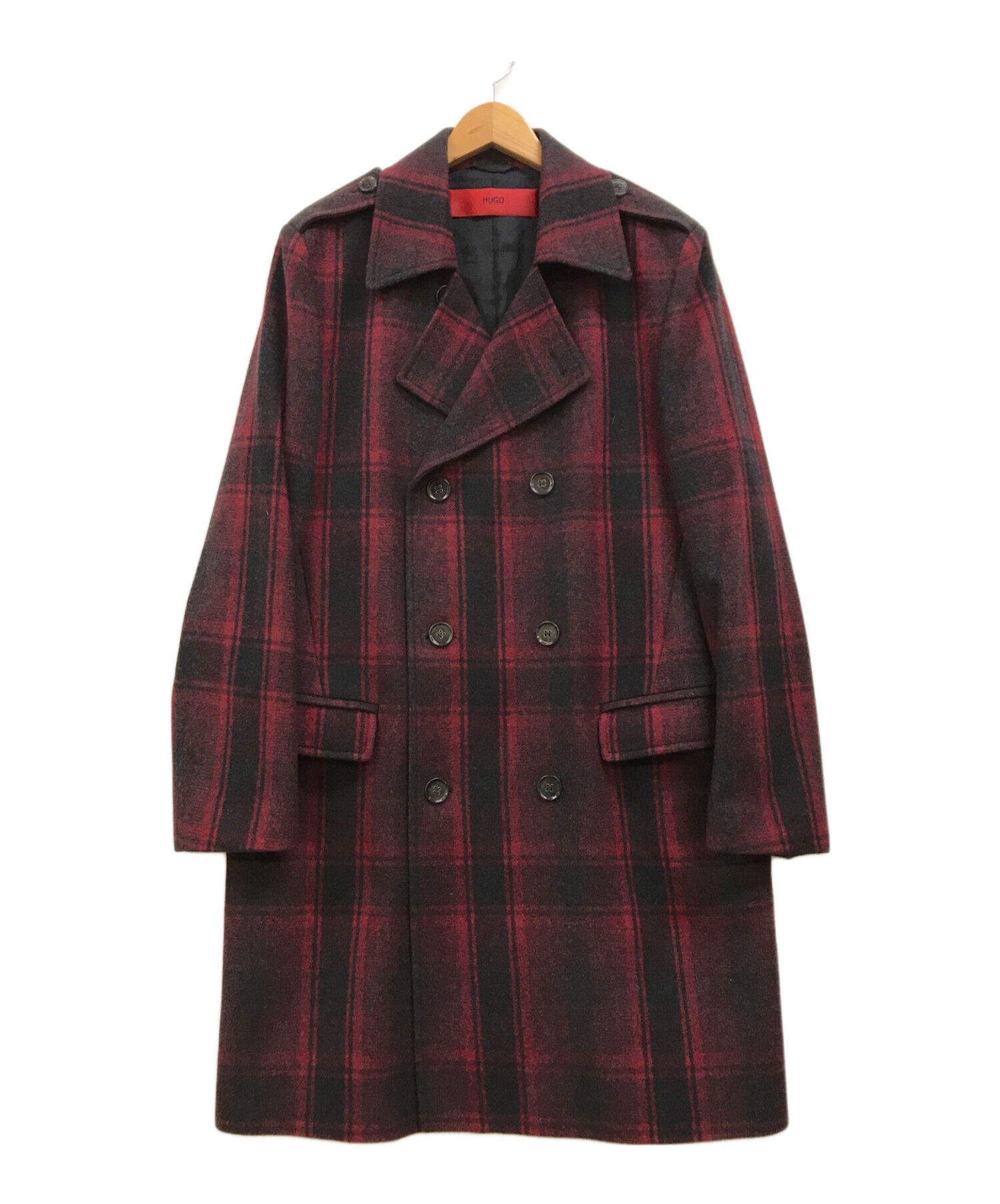 【週末SALE】BOSS チェック柄ジャケット 48 中古・古着通販】HUGO BOSS (ヒューゴ ボス) チェックダブルコート