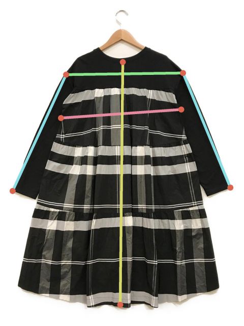 美品 ビアズリー 近年 後ろタフタビッグチェックチュニックワンピース