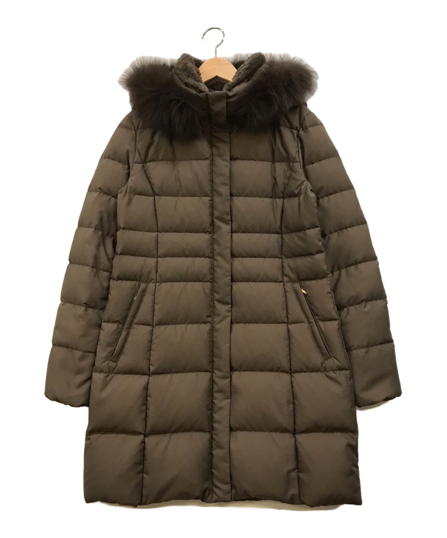 indivi ダウン　ファー　ブラウン　茶　38 コートフォックスファー INDIVI ダウンジャケット フォックスファー ブラウン 【公式通販】