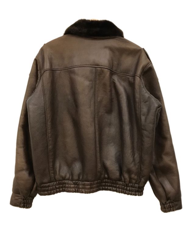 中古・古着通販】LOEWE (ロエベ) レザーフライトジャケット ブラウン