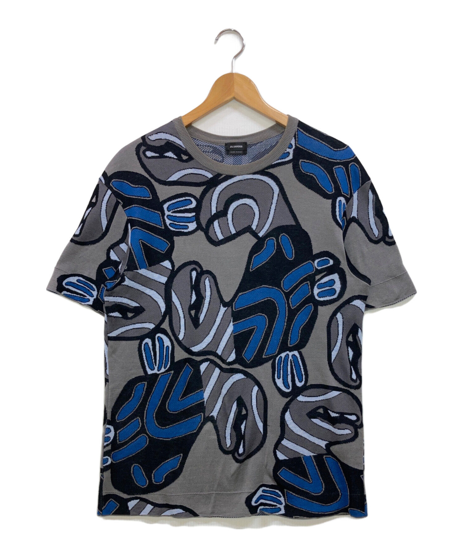 中古・古着通販】JIL SANDER (ジルサンダー) 総柄S/Sニット グレー 