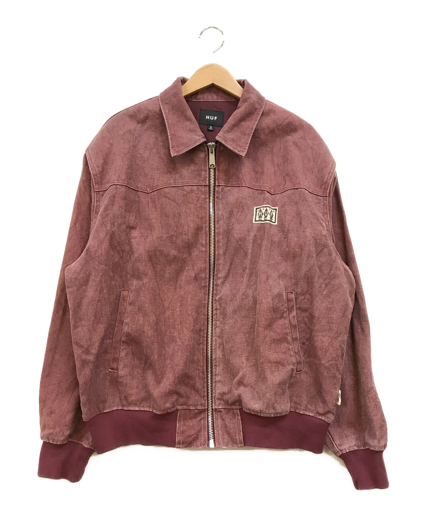 中古・古着通販】HUF (ハフ) COLLAR ZIP JACKET ワインレッド サイズ:M