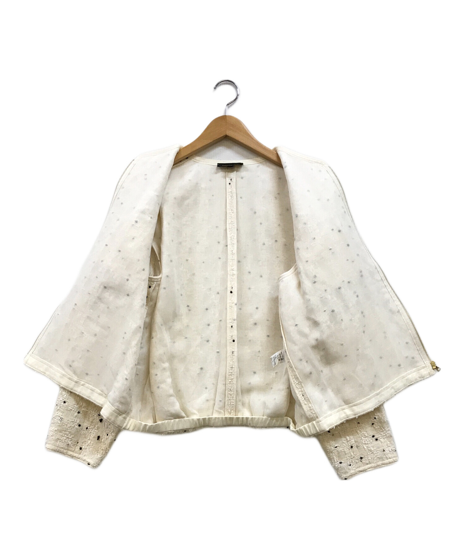 中古・古着通販】DRAWER (ドゥロワー) ドットツイードノーカラー