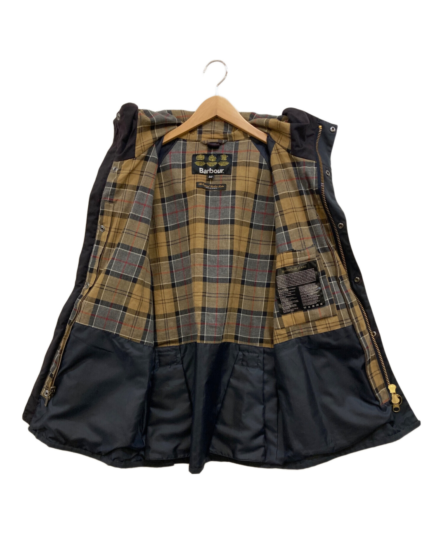 中古・古着通販 Barbour バブアー 裏地チェックフーデットSLビデイルジャケット ネイビー サイズ 34 ブランド・古着通販 トレファク公式 TREFAC FASHION スマホサイト
