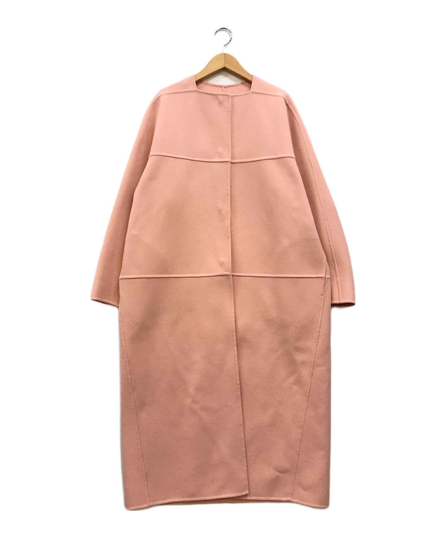 春色 ドゥロワー Drawer メルトンコート ピンク 38 中古・古着通販】DRAWER (ドゥロワー) ノーカラーメルトンコート