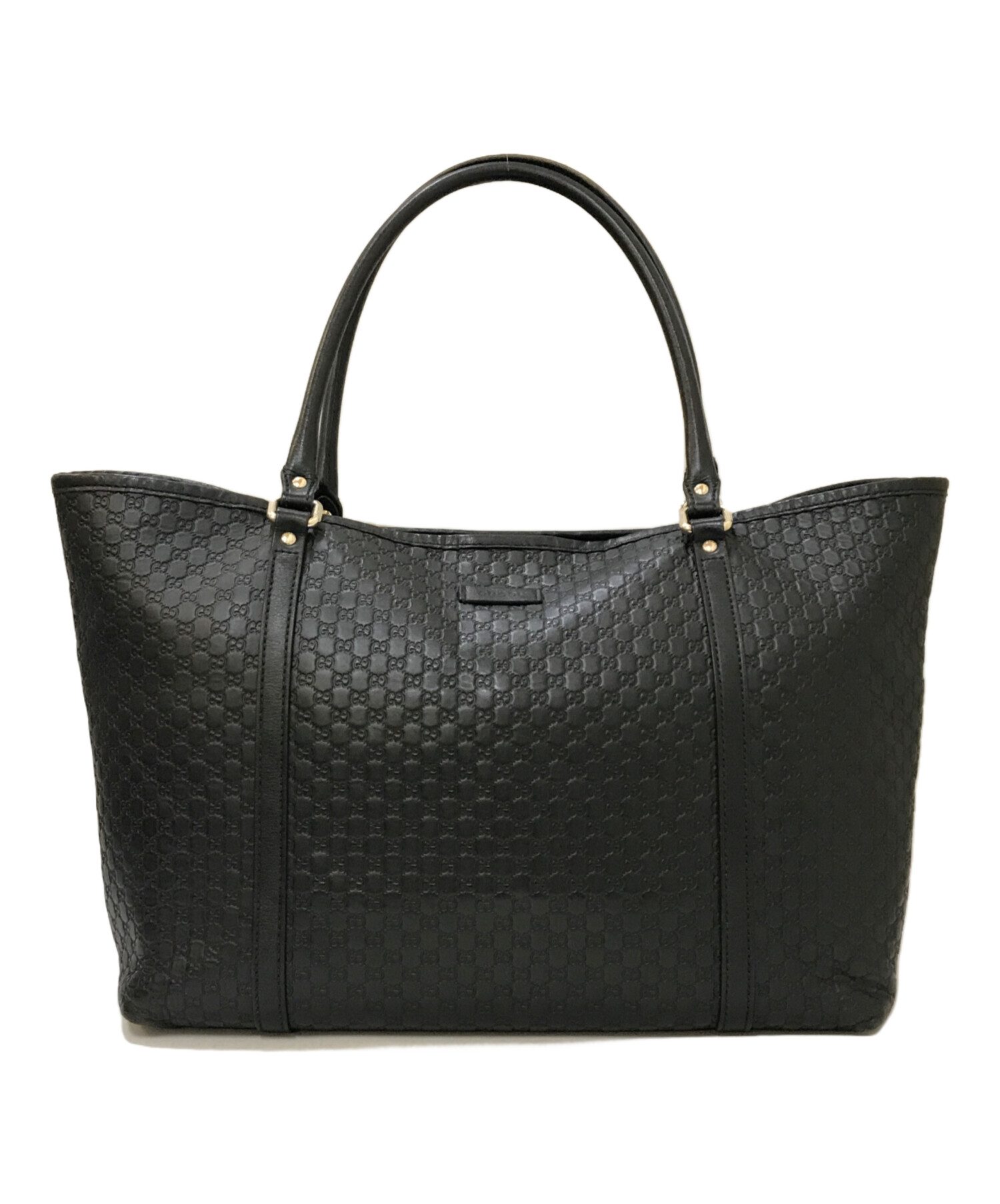 中古・古着通販】GUCCI (グッチ) レザー GG トートバッグ ブラック 