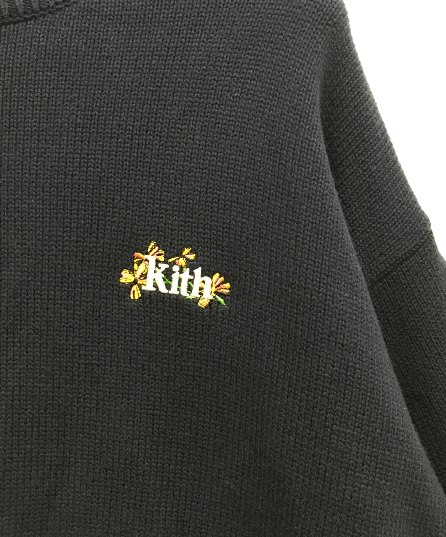 中古・古着通販】KITH (キス) ロゴ刺繍ニット ネイビー サイズ:L