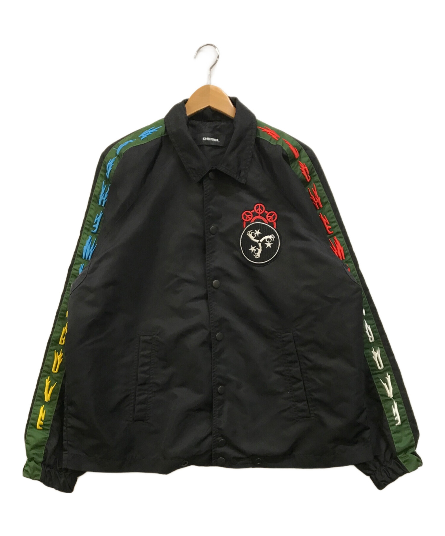 中古・古着通販】DIESEL (ディーゼル) 刺繍コーチジャケット ブラック 