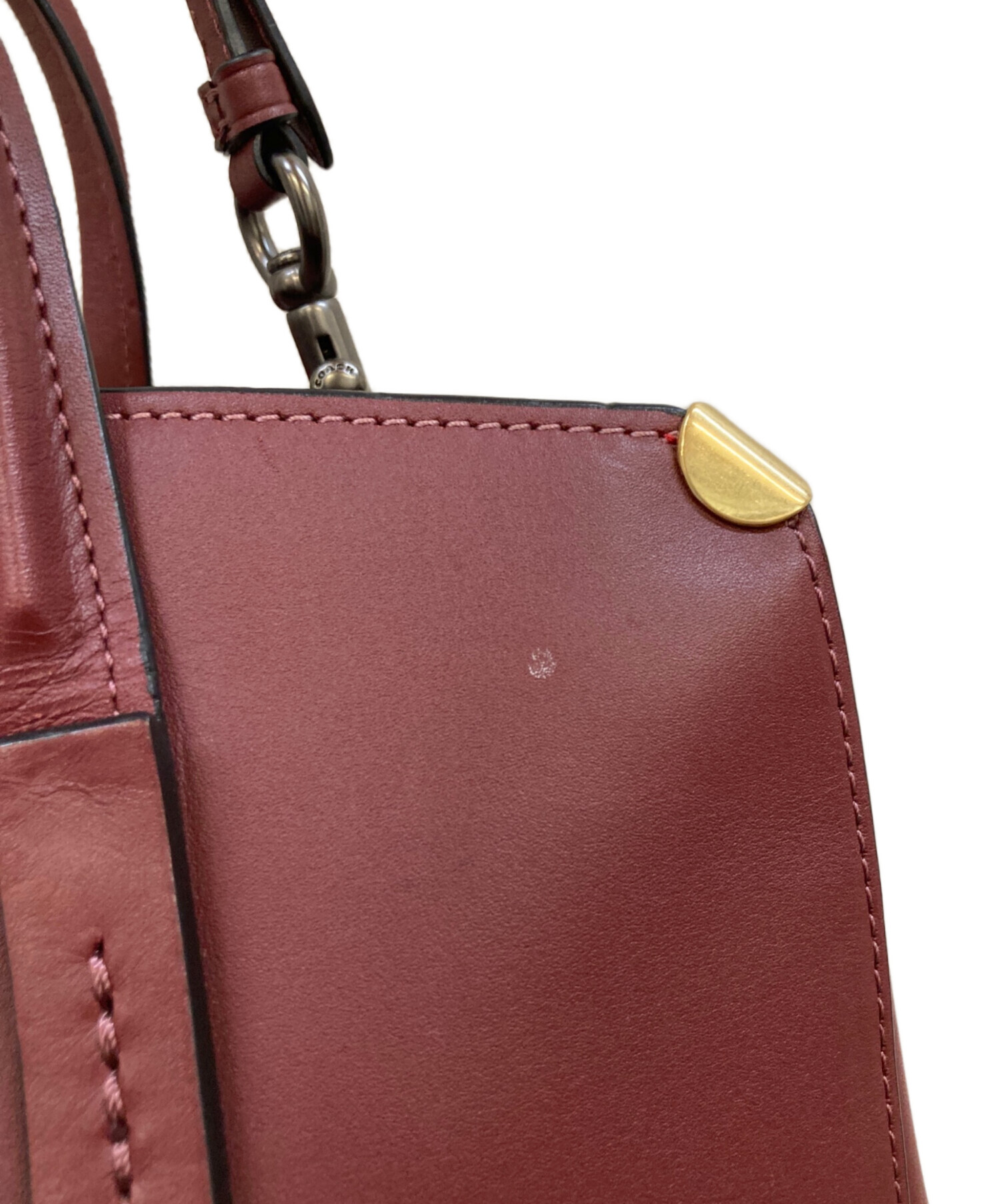 中古・古着通販】COACH (コーチ) レザー2WAYハンドバッグ ボルドー 