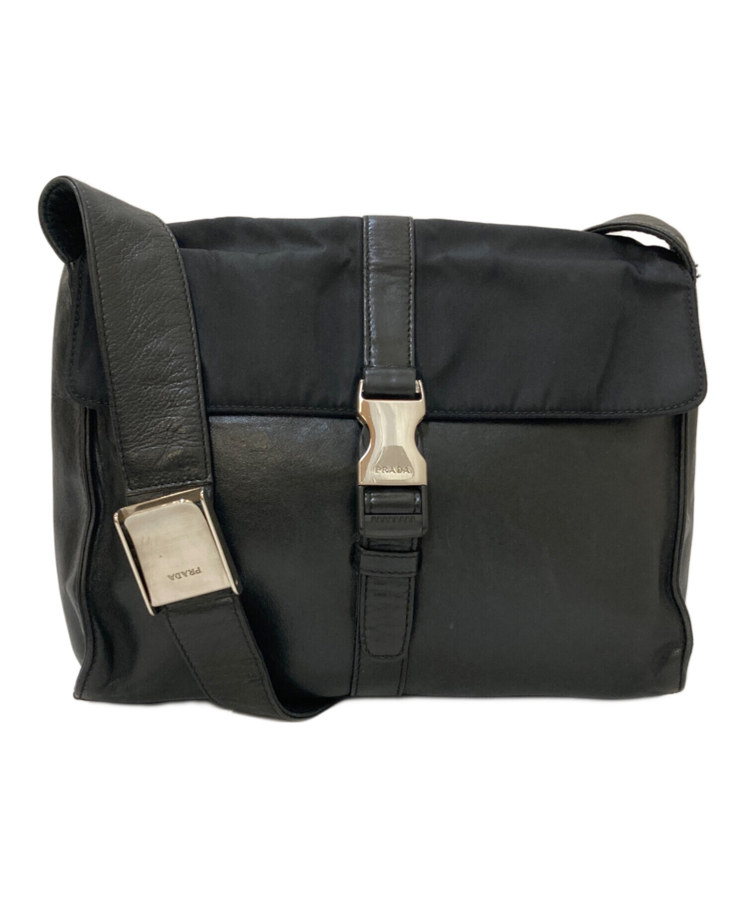 中古・古着通販】PRADA (プラダ) レザー×ナイロン コンビフラップ 