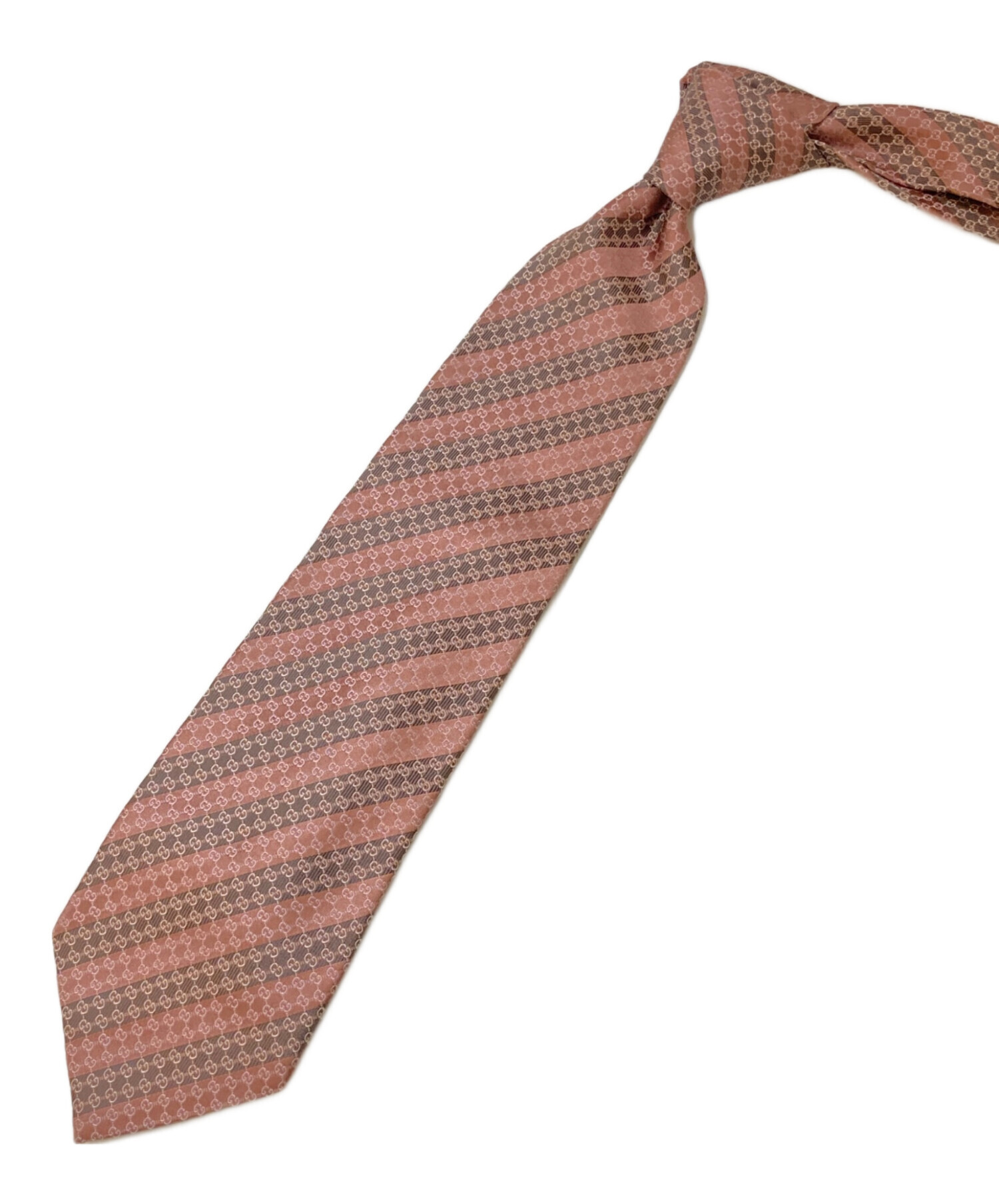 GUCCI　ネクタイ　ブラウン　茶色　男性　スーツ　シルク100%　蛇　ロゴG柄 GUCCI ネクタイ ブラウン 茶色 男性 スーツ シルク100% 蛇 ロゴG柄