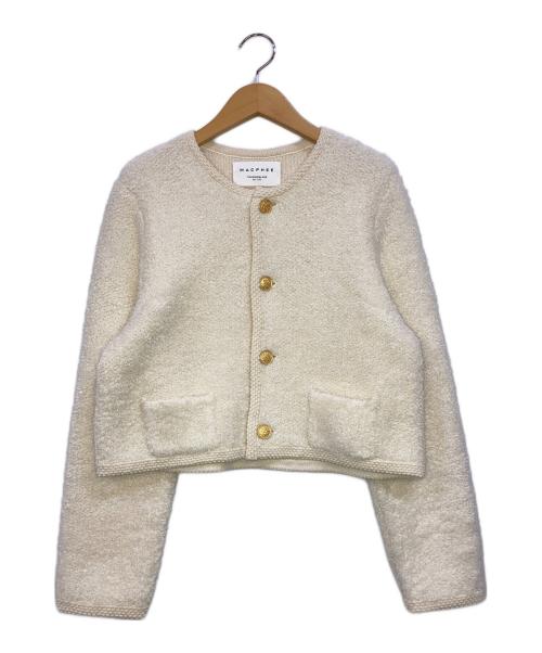 MACPHEE アイボリー ムートン クルーネックカーディガン MACPHEE - MACPHEE ムートン クルーネックカーディガンの通販 by n