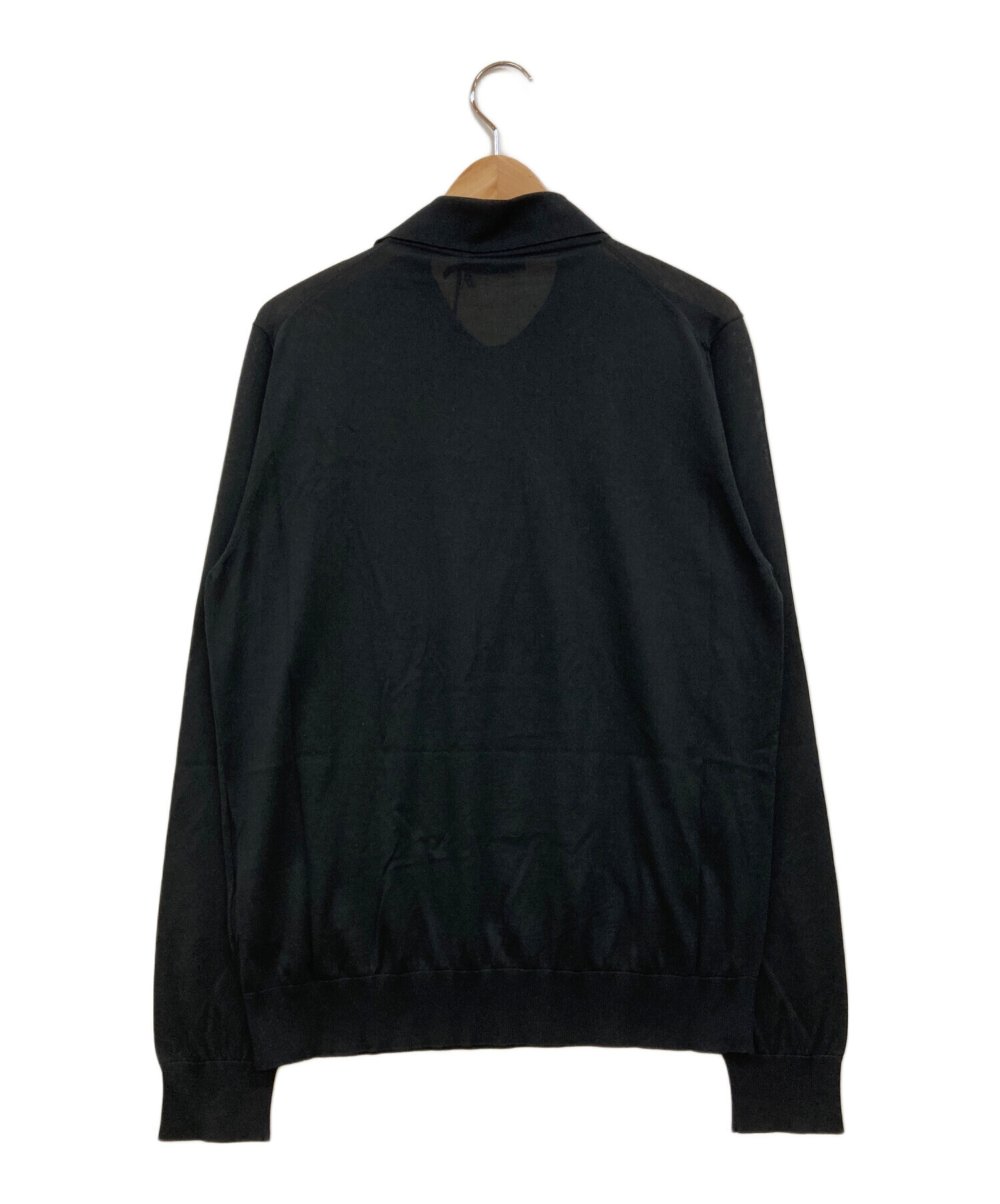 中古・古着通販】PRADA (プラダ) シルク混ニットポロシャツ ブラック