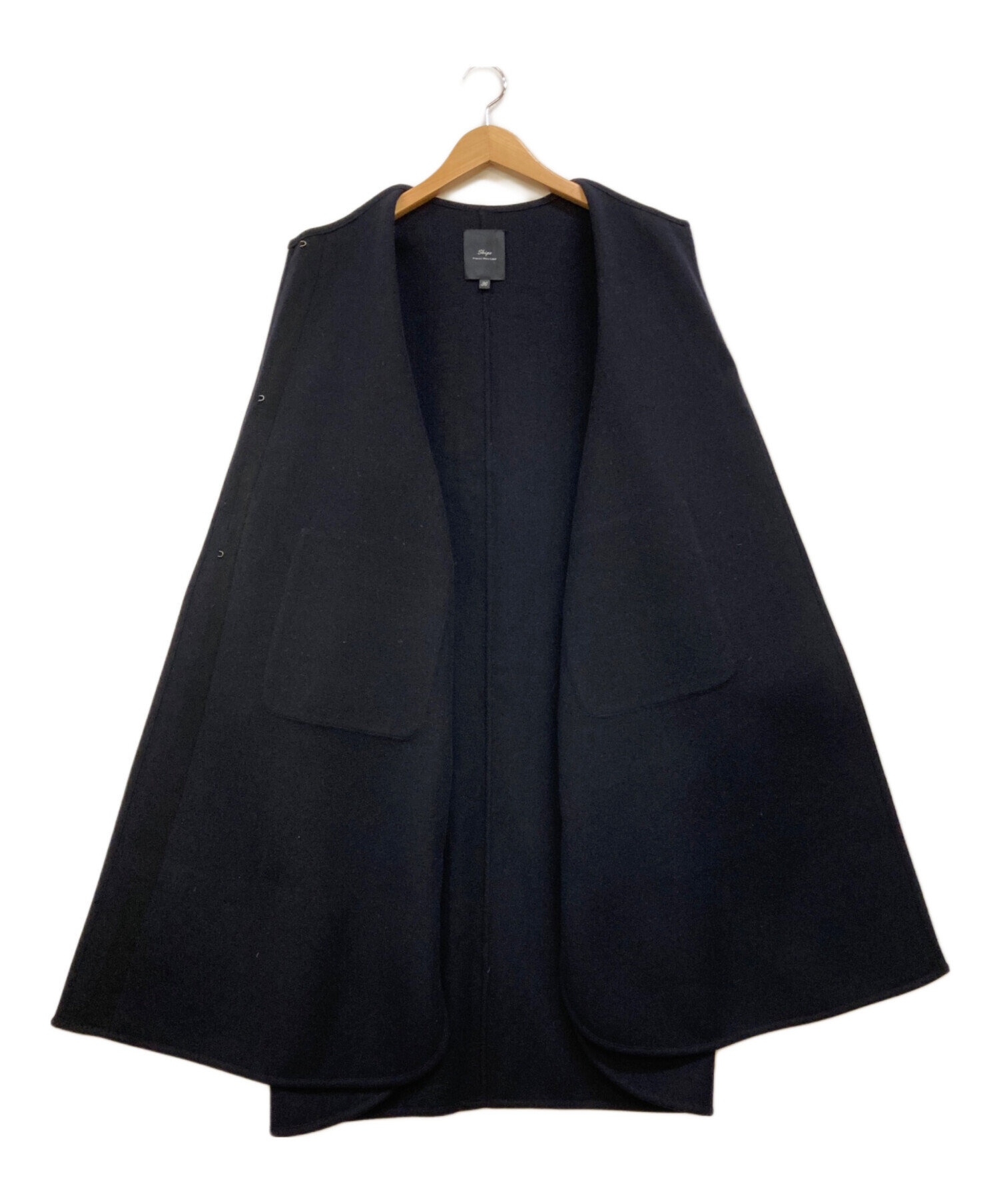 SHIPS Primary Navy Label ウールチェスターコート SHIPS Primary Navy Label:ヘリンボーン ウール シングル チェスター