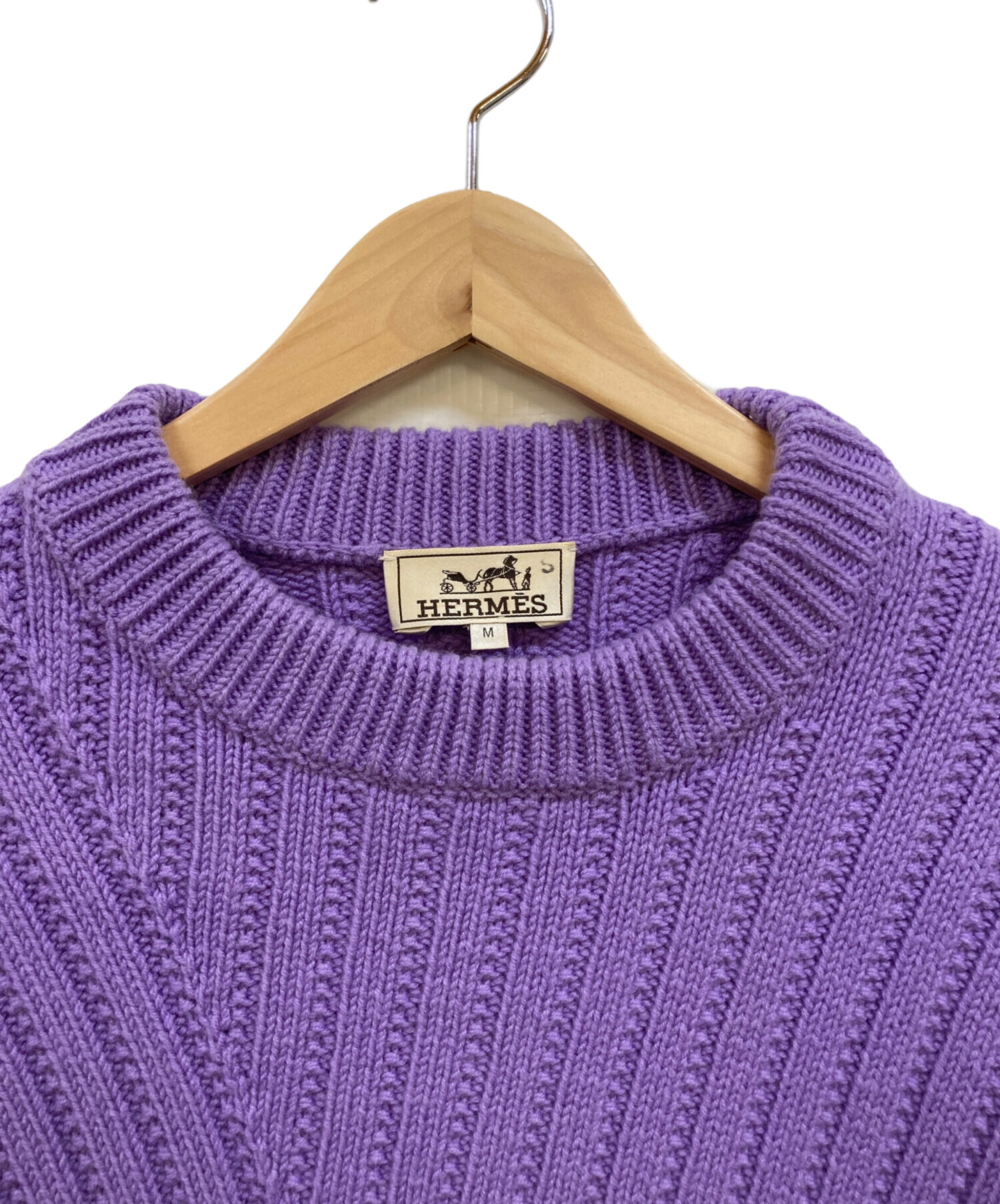 【イタリア製】HERMES カシミヤ100% ニット プルオーバー チェック 中古・古着通販】HERMES (エルメス) カシミヤクルーネックニット