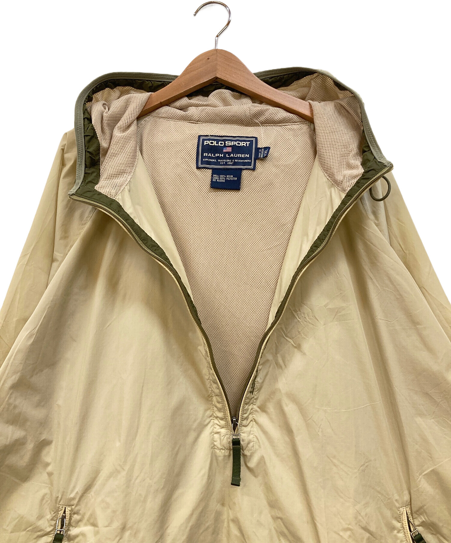 【90s】ポロバイラルフローレン　アノラックパーカー　ドローコード　ベージュ　M 中古・古着通販】POLO SPORT (ポロスポーツ) 90s アノラックパーカー